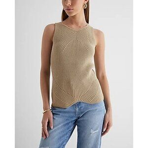 Express Sweater Tank Top Size XS High Neck Sleeveless Ribbed Cozy Knitwear NEW